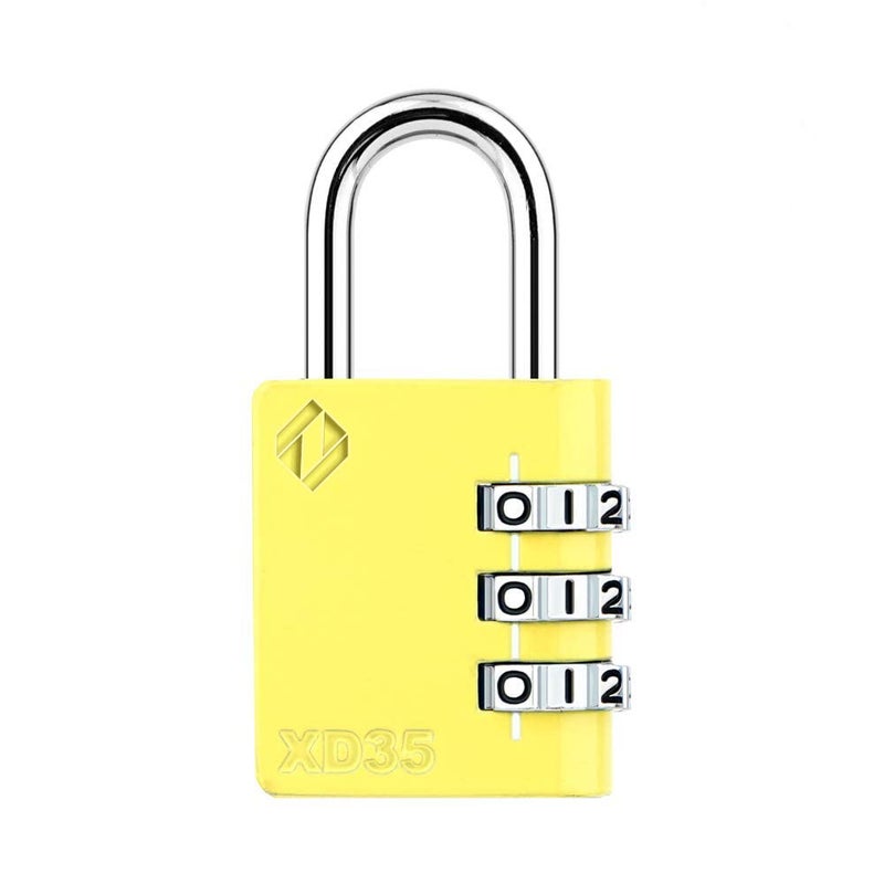 Zarker XD35 Combination Lock, 3-Digit Padlock for School, Gym, Sports, Locker Lock, Fence, Toolbox, Case, Outdoor, Hasp Storage (1-Pack, Yellow) - Image 1